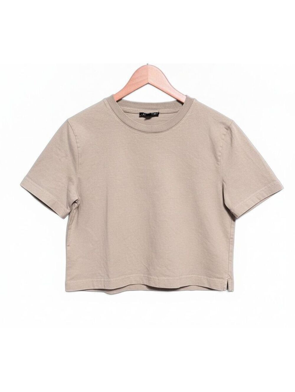 J. Crew Neutral Beige Crop Baby Tee Top Shirt Cotton Minimalist Clean Girl Small